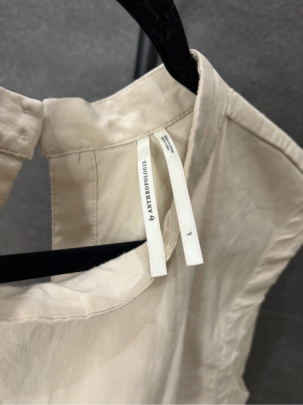 Anthropologie Mock Neck Sleeveless Seamed Dress Light Beige Neutral Size Large - Picture 3 of 14